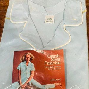 Vintage Pale Powder Blue Women’s 2pc Sheer Pajamas NEW in package M Medium